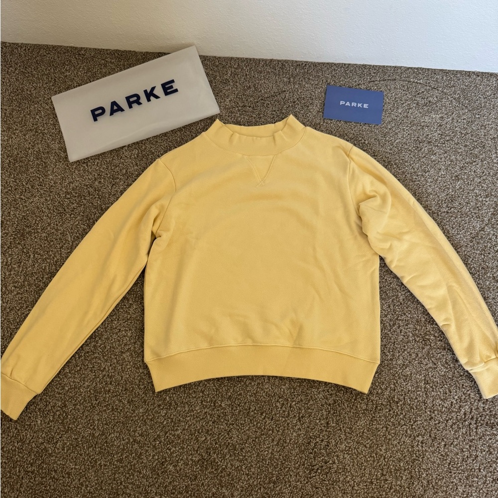 Yellow Crewneck Sweater with Ribbed Accents